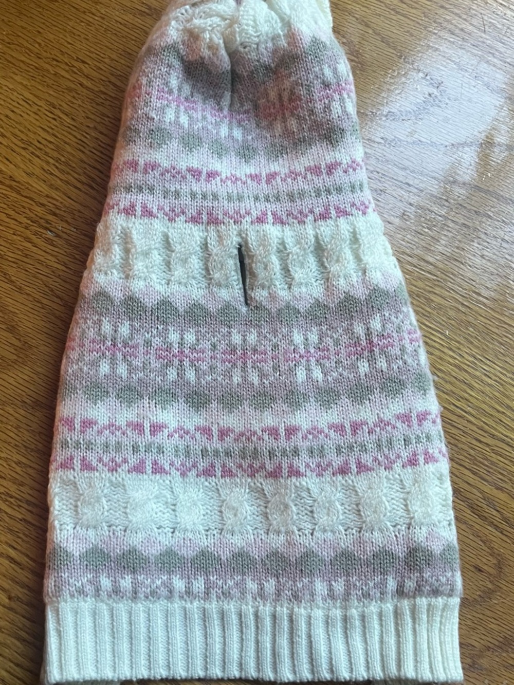 Knit Fair Isle Dog Sweater in Cream, Pink & Taupe
